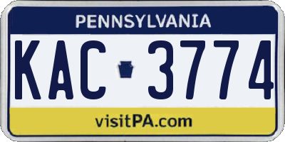 PA license plate KAC3774