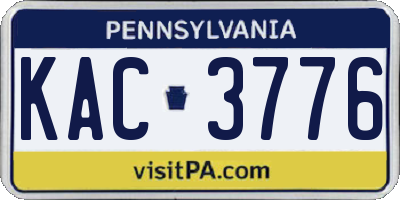 PA license plate KAC3776