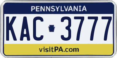 PA license plate KAC3777