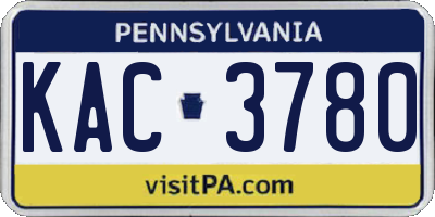 PA license plate KAC3780