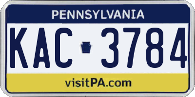 PA license plate KAC3784