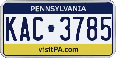 PA license plate KAC3785