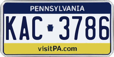 PA license plate KAC3786