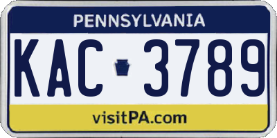 PA license plate KAC3789