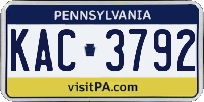 PA license plate KAC3792