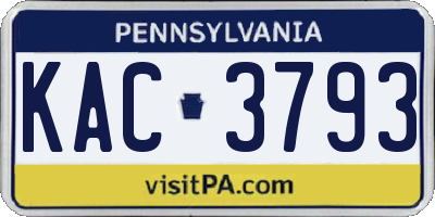 PA license plate KAC3793