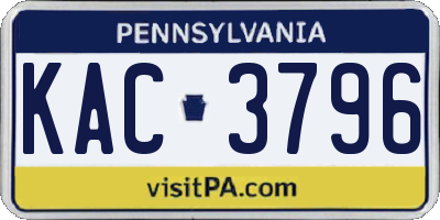 PA license plate KAC3796