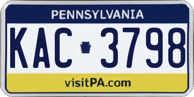 PA license plate KAC3798