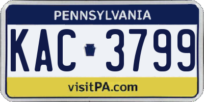 PA license plate KAC3799