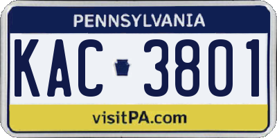 PA license plate KAC3801