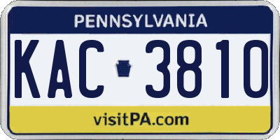 PA license plate KAC3810