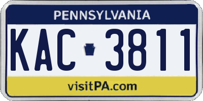 PA license plate KAC3811
