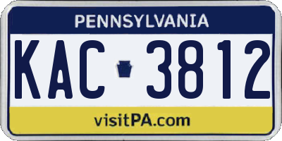 PA license plate KAC3812
