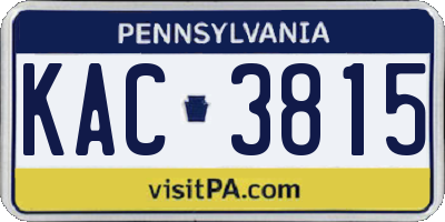 PA license plate KAC3815