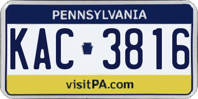 PA license plate KAC3816