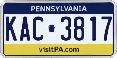 PA license plate KAC3817