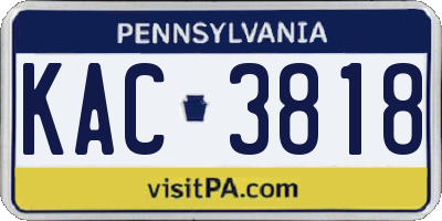 PA license plate KAC3818