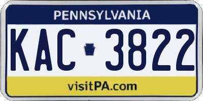 PA license plate KAC3822