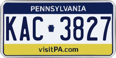 PA license plate KAC3827