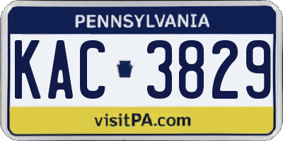 PA license plate KAC3829
