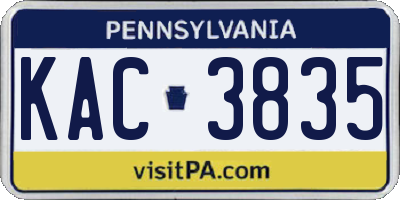 PA license plate KAC3835