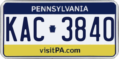 PA license plate KAC3840