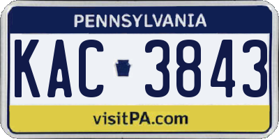 PA license plate KAC3843