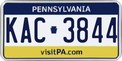 PA license plate KAC3844