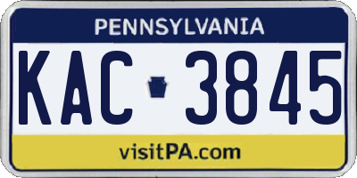 PA license plate KAC3845