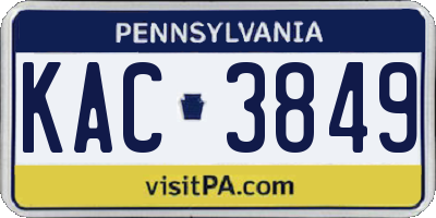 PA license plate KAC3849