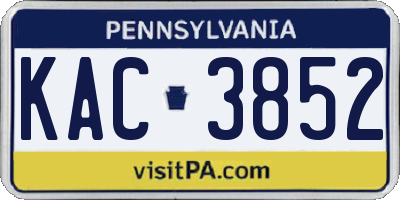 PA license plate KAC3852