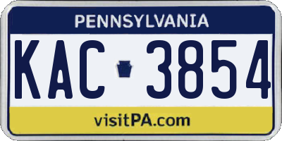PA license plate KAC3854
