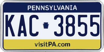PA license plate KAC3855