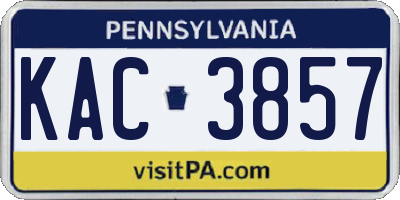 PA license plate KAC3857