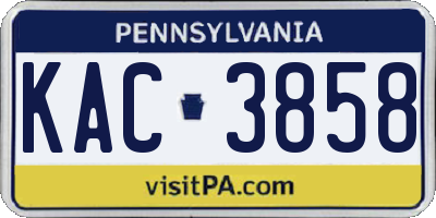PA license plate KAC3858