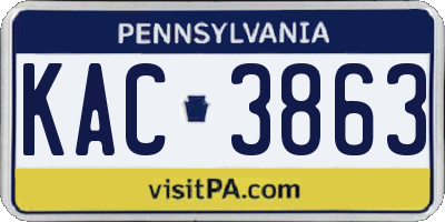 PA license plate KAC3863