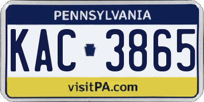PA license plate KAC3865