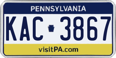 PA license plate KAC3867