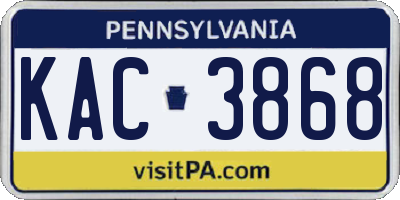 PA license plate KAC3868