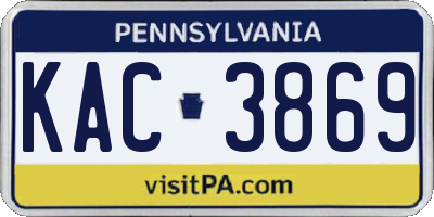 PA license plate KAC3869
