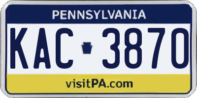 PA license plate KAC3870