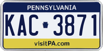 PA license plate KAC3871