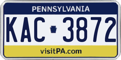 PA license plate KAC3872