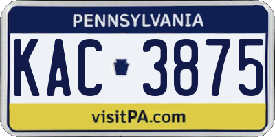 PA license plate KAC3875