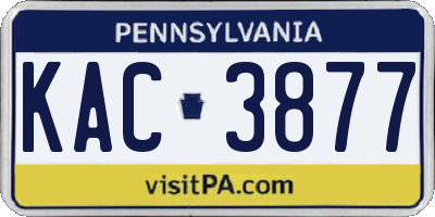 PA license plate KAC3877