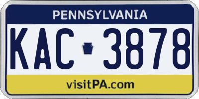 PA license plate KAC3878