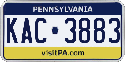 PA license plate KAC3883