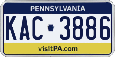 PA license plate KAC3886