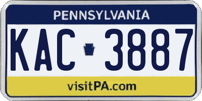 PA license plate KAC3887