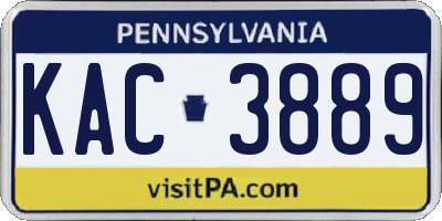 PA license plate KAC3889